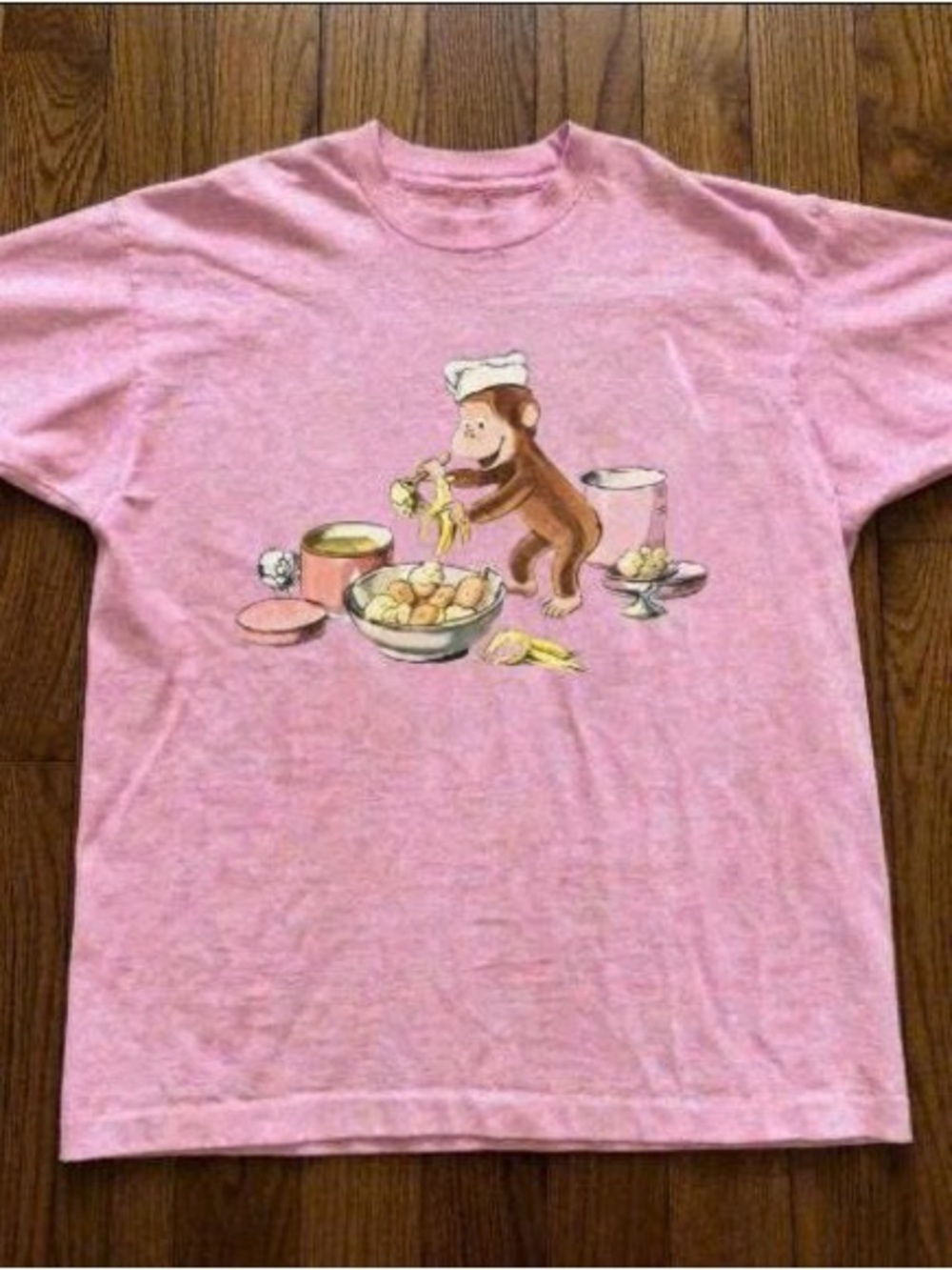 Gildan Pink Short-Sleeve Tee with Playful Monkey Graphic